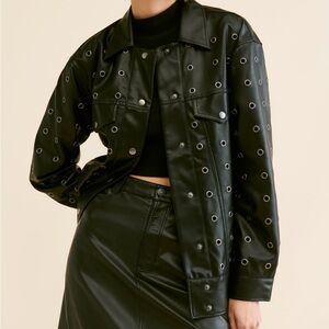 Leather shirt jacket